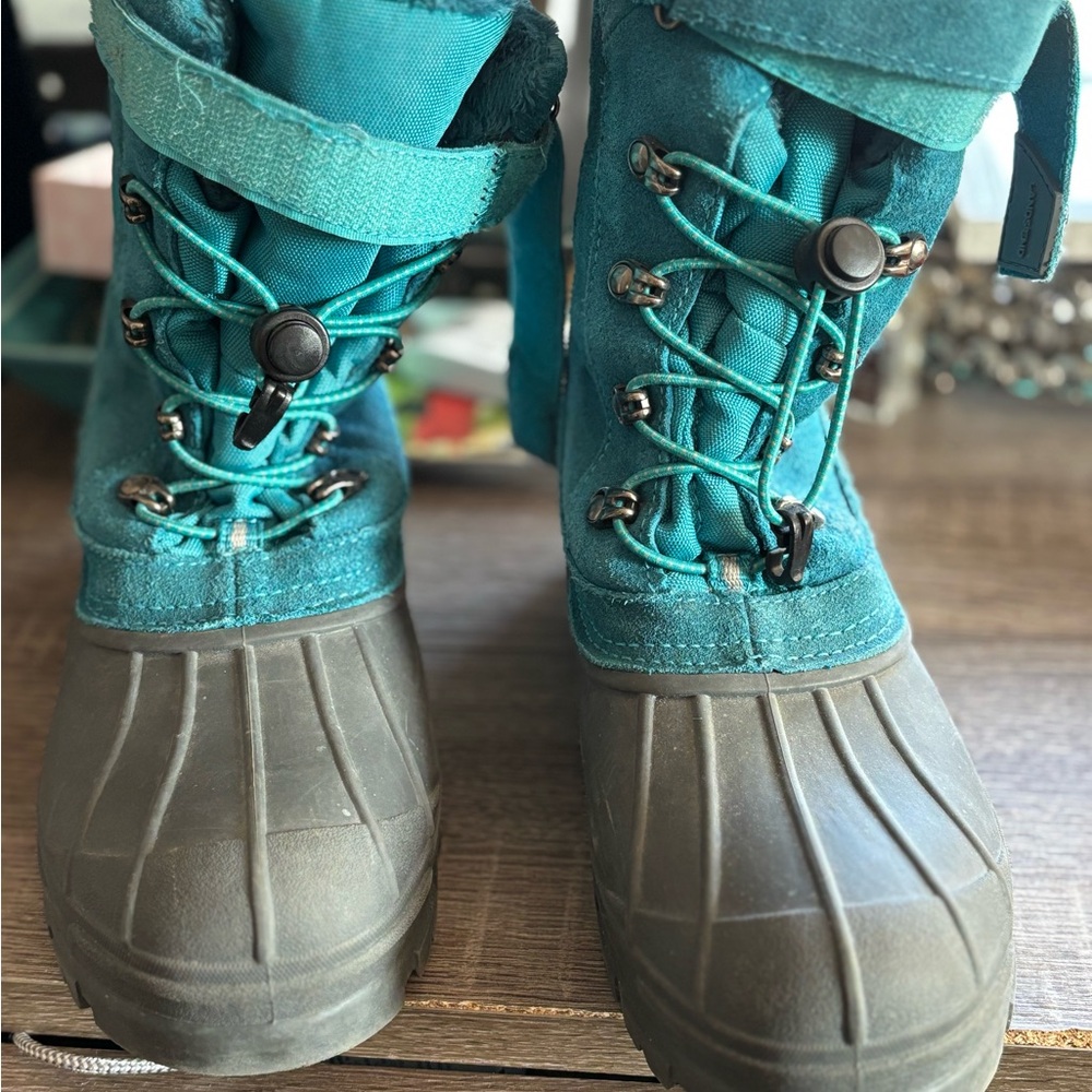Lands' End Teal Winter Boots with Gray Soles